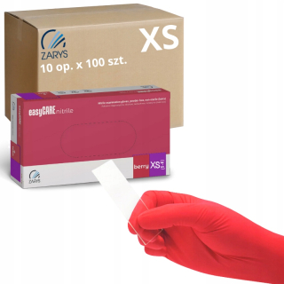 Nitrilové rukavice BEZ PRÁŠKU easyCARE berry ZARYS RASPBERRY veľkosť XS 1000 ks